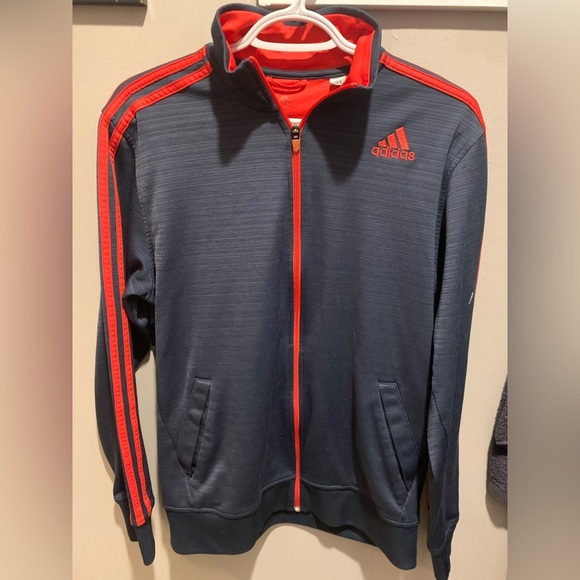Adidas Dark Blue Jacket with Red Stripes - Picture 1 of 2